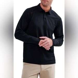 Rhone Men's Delta Pique Long Sleeve Golf Polo Black Medium Casual Athleisure